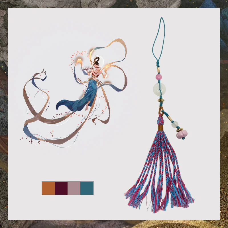 合金布艺吊坠 原创设计复古国风手机挂绳民族苏手机链8560-05