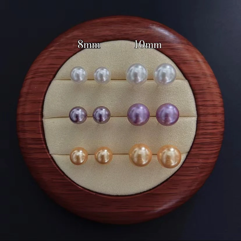 非金属仿珍珠耳饰 10m正圆施家珠素耳钉简约精致贝珠