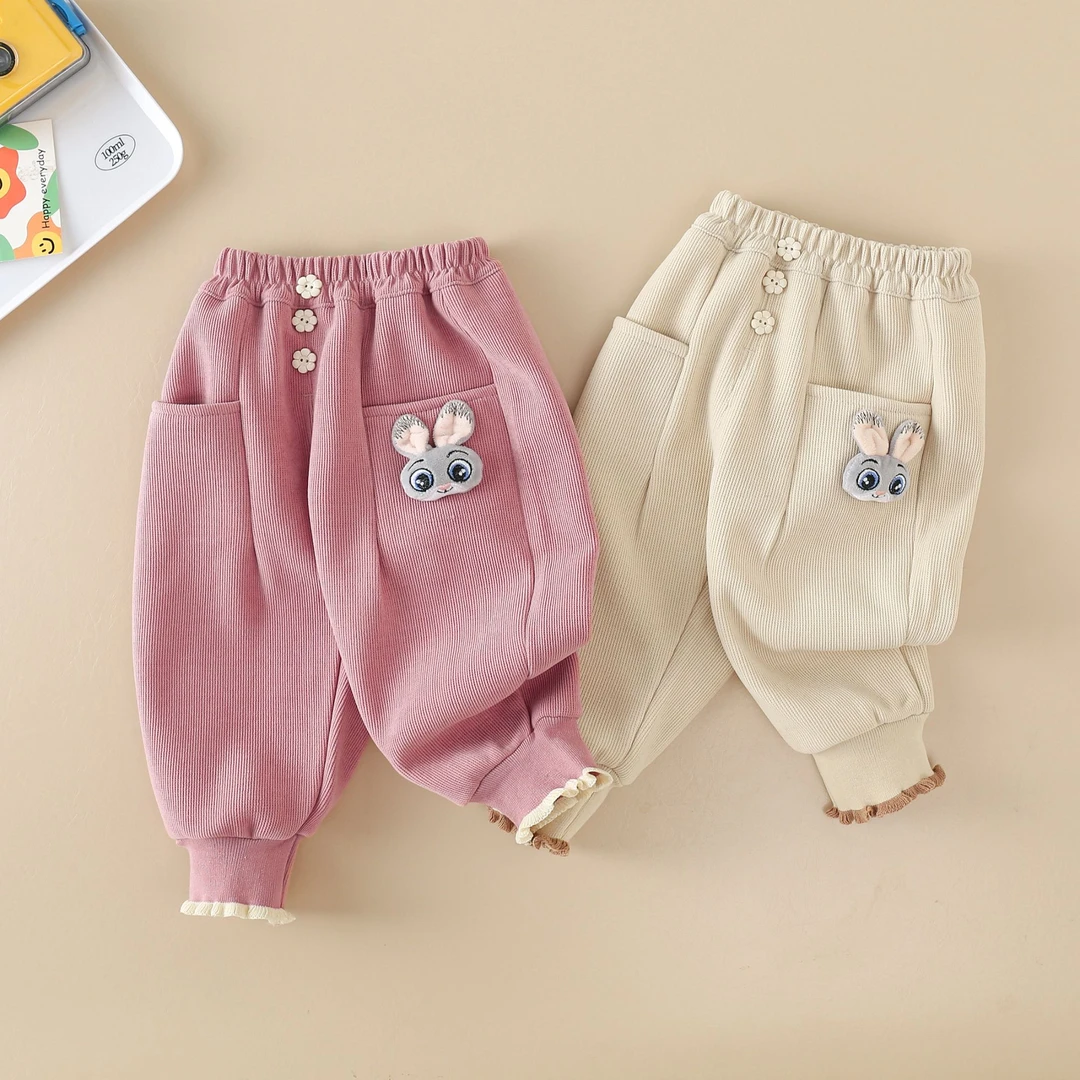 【加绒】女童加绒裤子秋冬款2025新款女宝宝休闲裤冬季冬装一体绒潮
