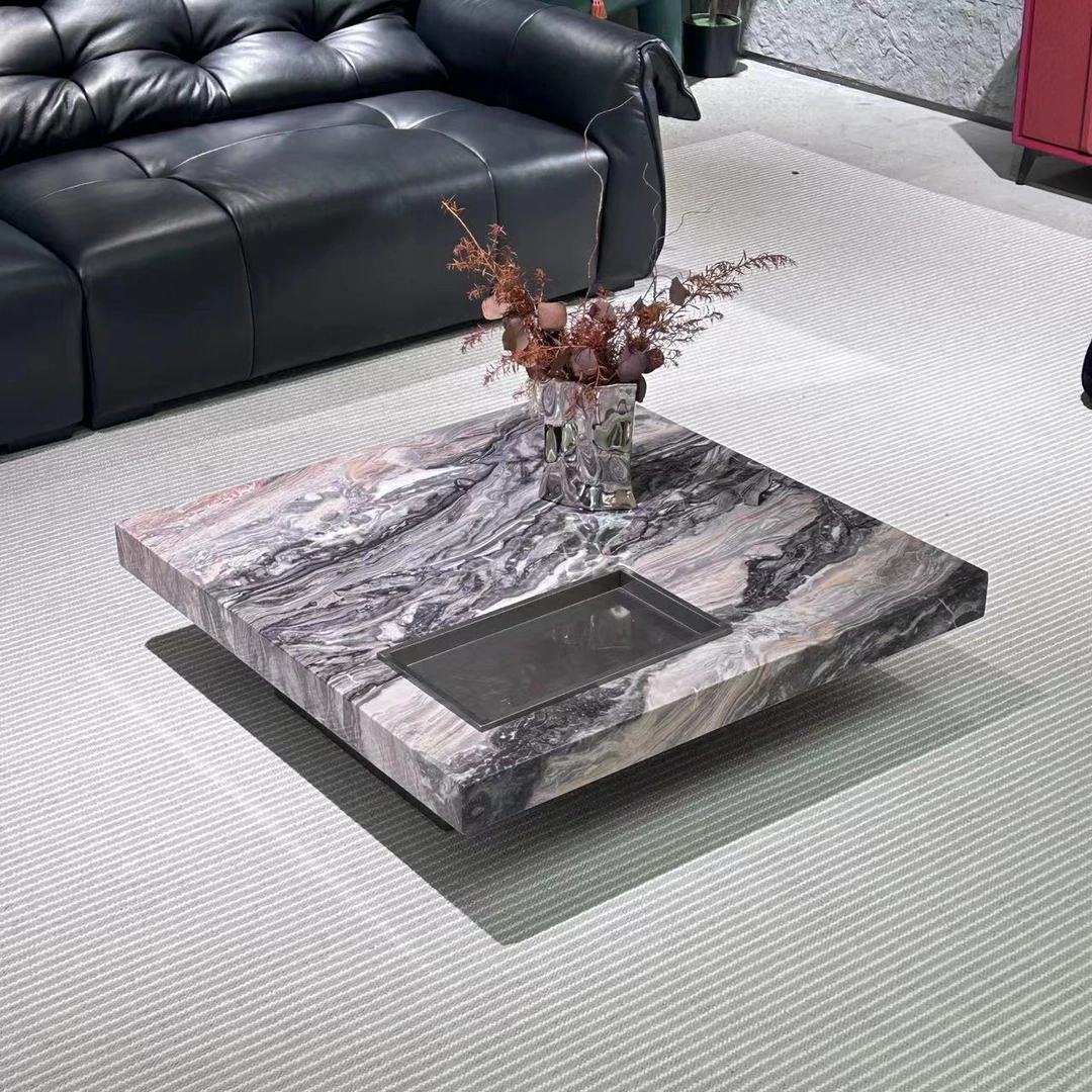 【春哥严选】威尼斯棕大理石悬浮茶几设计师款现代简约轻奢茶几AP