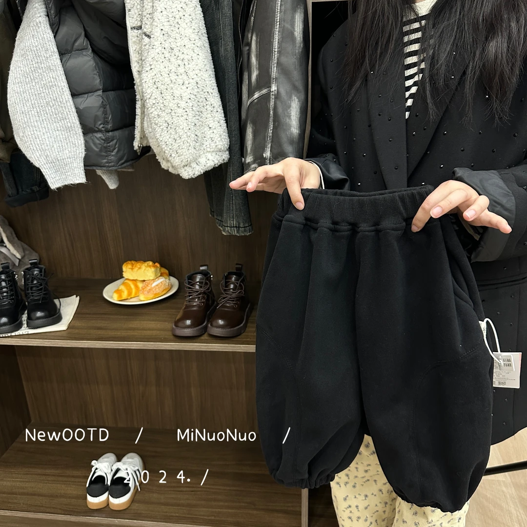 [小莱家]2023儿童冬季洋气宝宝绒裤子韩版男童百搭加绒裤子YY9066