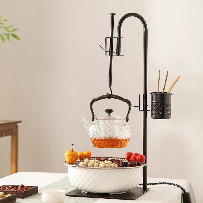 岳恒新款钻石电陶炉玻璃壶围炉煮茶带自在挂钩家用烧烤烧水电茶炉