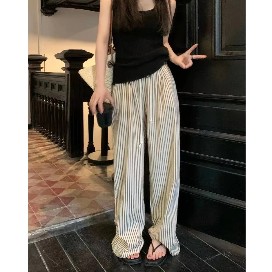 {不缩水带口袋}慵懒风时尚垂感薄款休闲裤女山本裤直筒裤夏季长裤