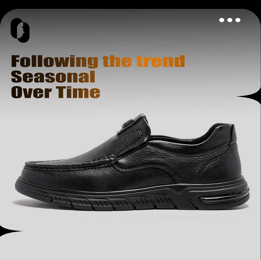 米问新款真皮舒适休闲中年爸爸鞋