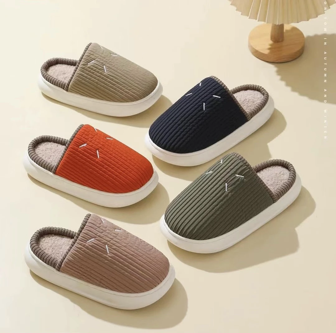 居家用简约冬季保暖棉拖鞋男士女士室内防滑可外穿防水情侣拖鞋