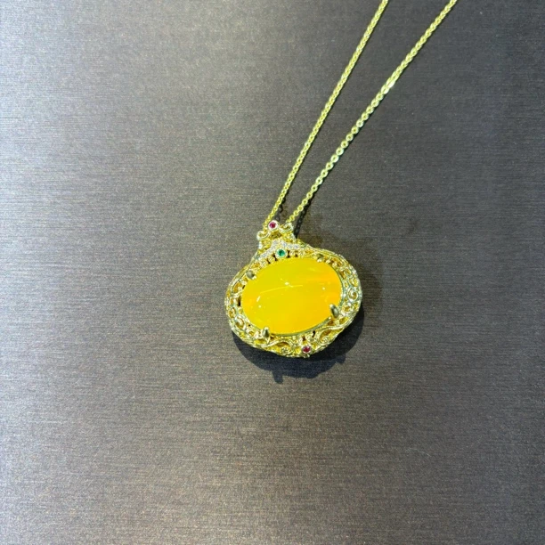 玄黄帝珠花丝镶嵌如意吊坠  M0208