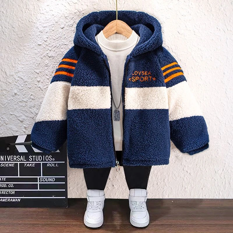 巴拉拉吧童装男童外套春秋冬装2024年新款儿童帅气毛毛衣中大童加