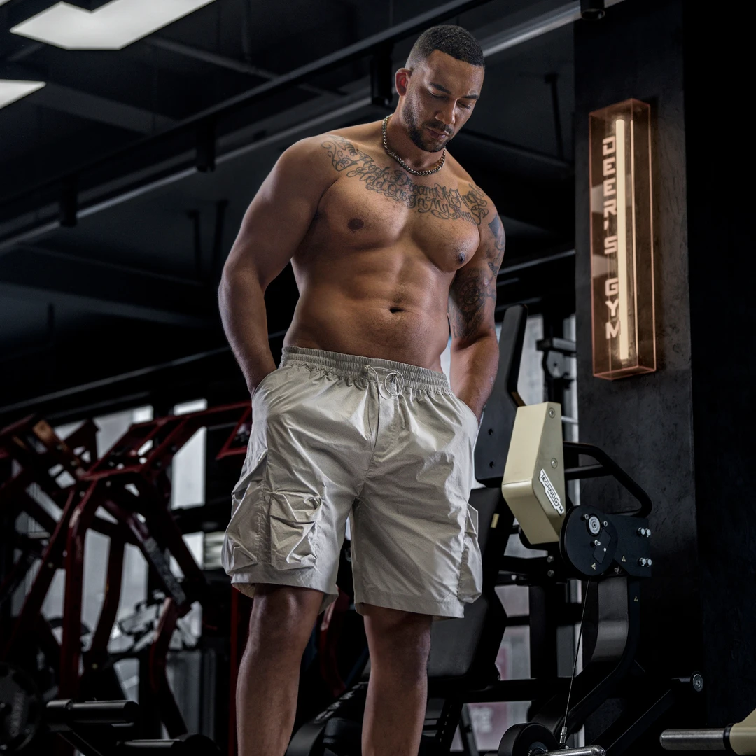 BD.POWER UP+薄款梭织工装短裤男夏季网眼透气运动短裤男宽松