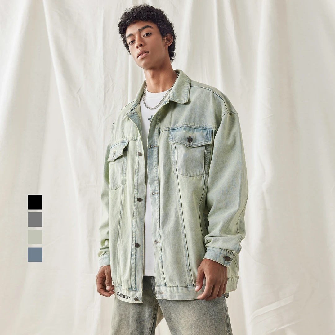 BD.POWER UP+新款牛仔外套男宽松中长款外套男时尚百搭美式