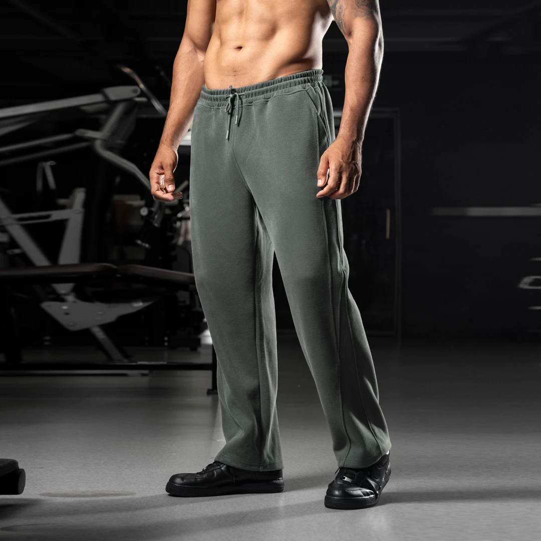 BD.POWER UP+秋冬美式重磅直筒裤简约印花束脚运动长裤男宽松保暖