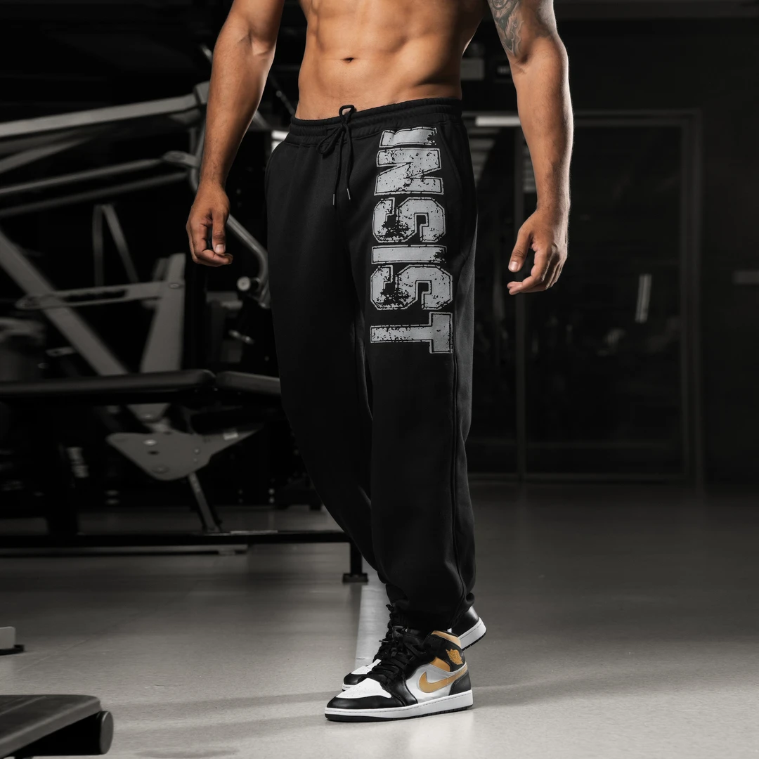 BD.POWER UP+秋冬加绒加厚束脚卫裤美式针织运动长裤男宽松保暖