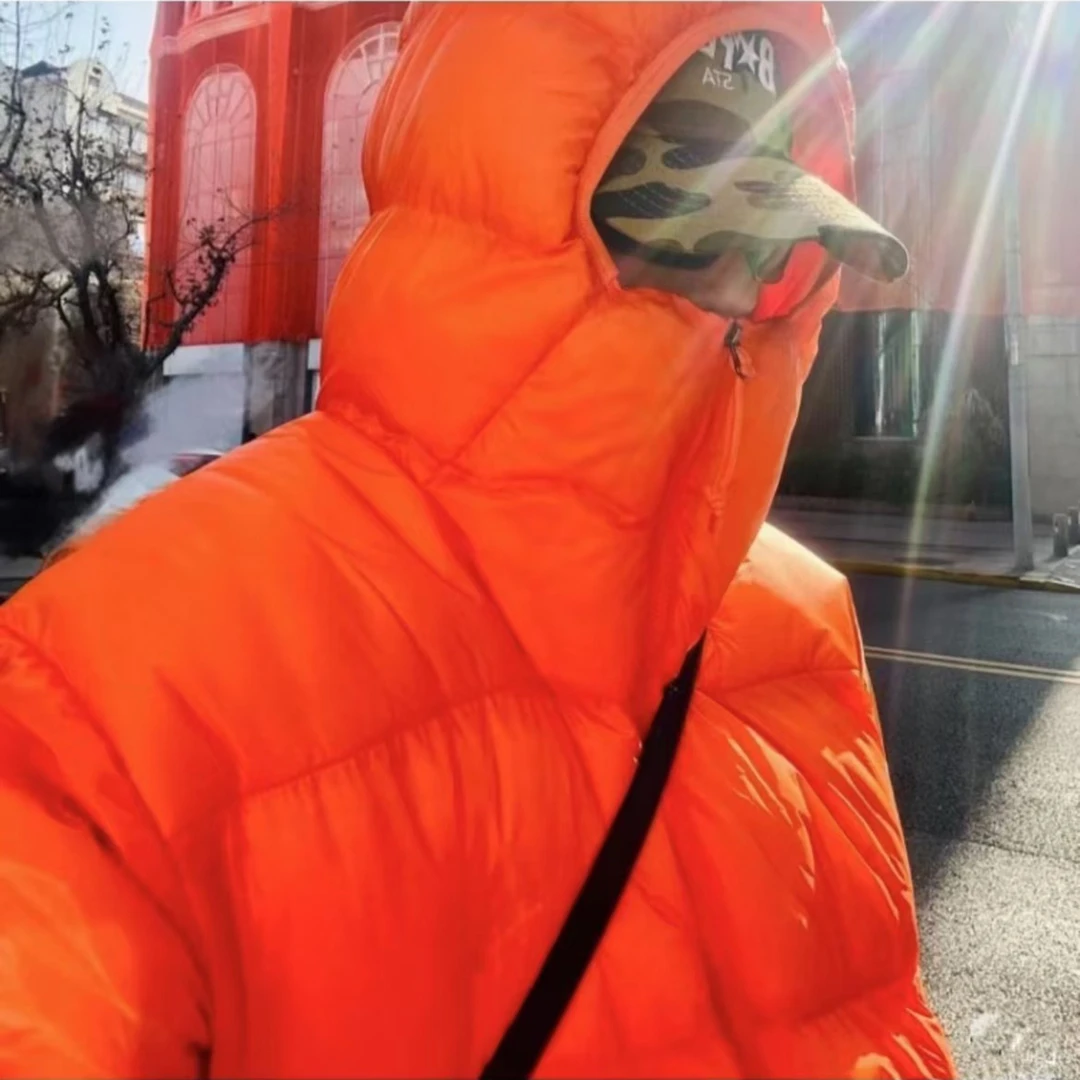 冬季加厚美式联名蓬松连帽面包服复古外套保暖亮色百搭外套棉衣