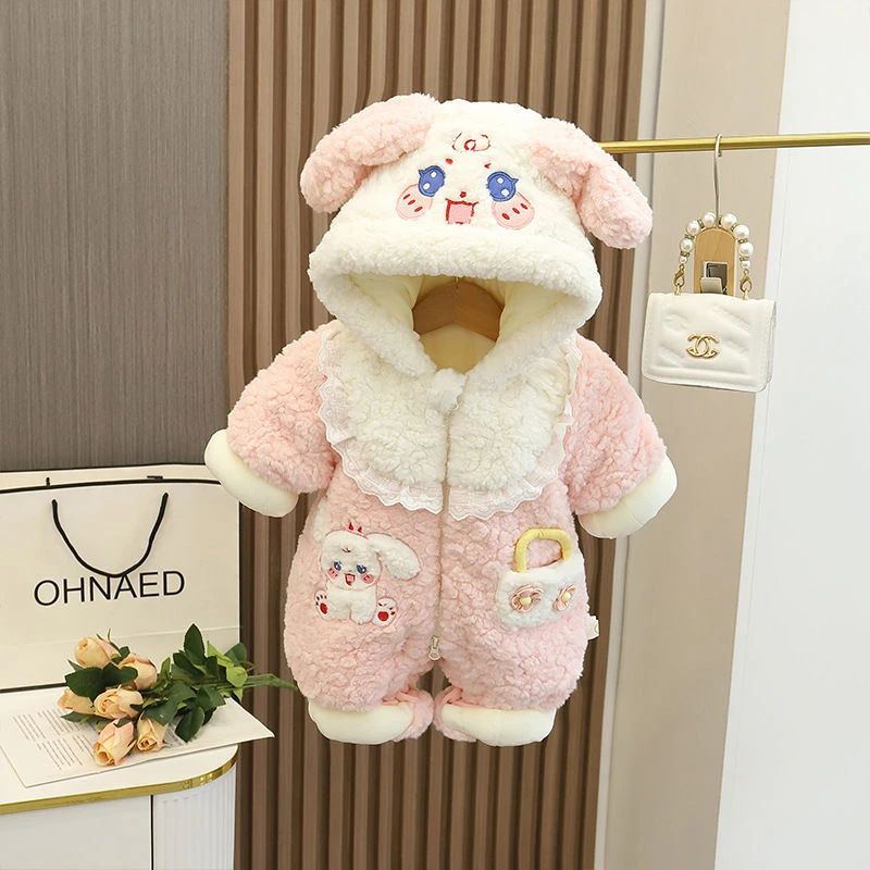 【冬季大促】婴儿冬款连体衣服加厚保暖宝宝超萌可爱连帽外出服抱