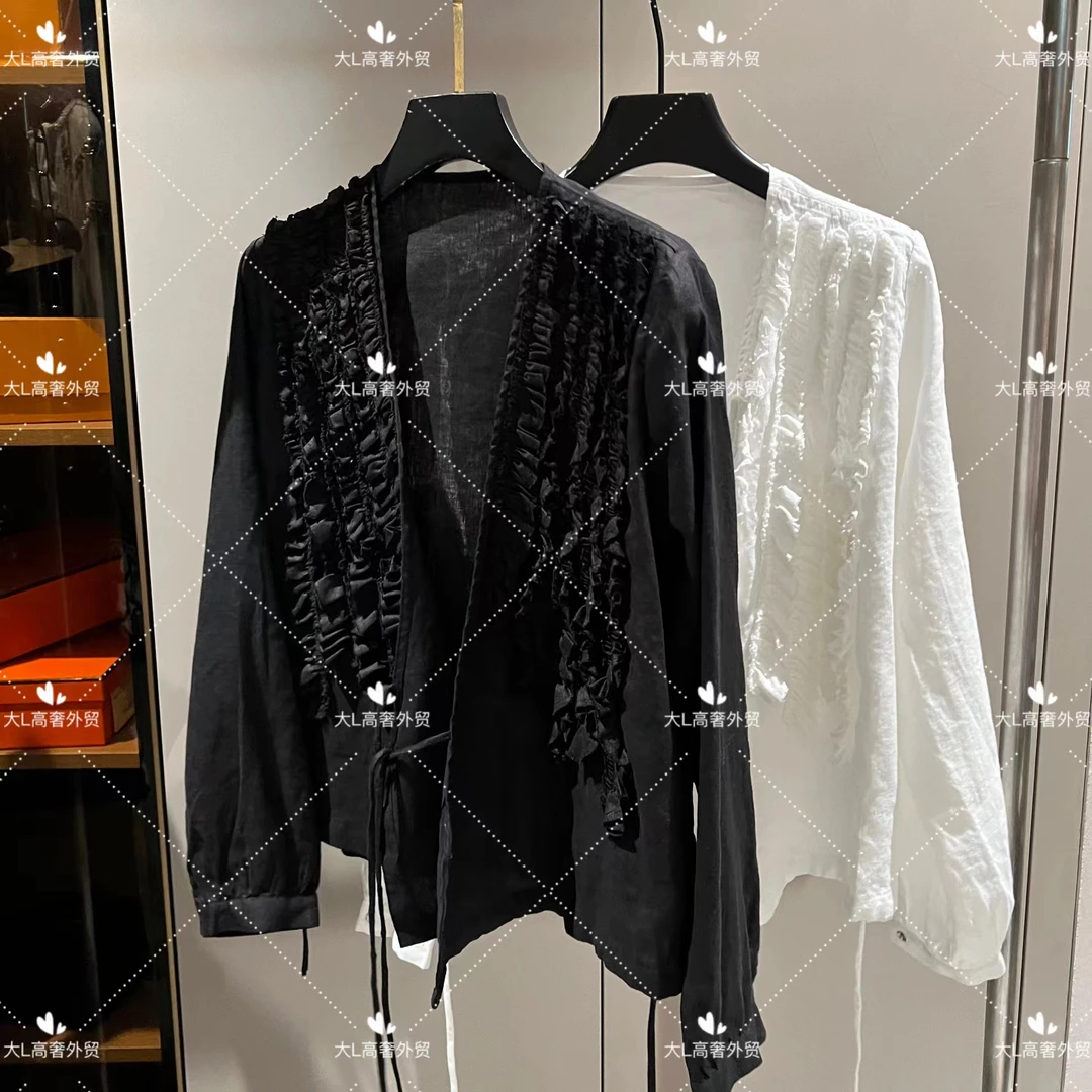 “云窗月户外套” 重磅外贸进口高奢重工设计师风亚麻长袖开衫外套