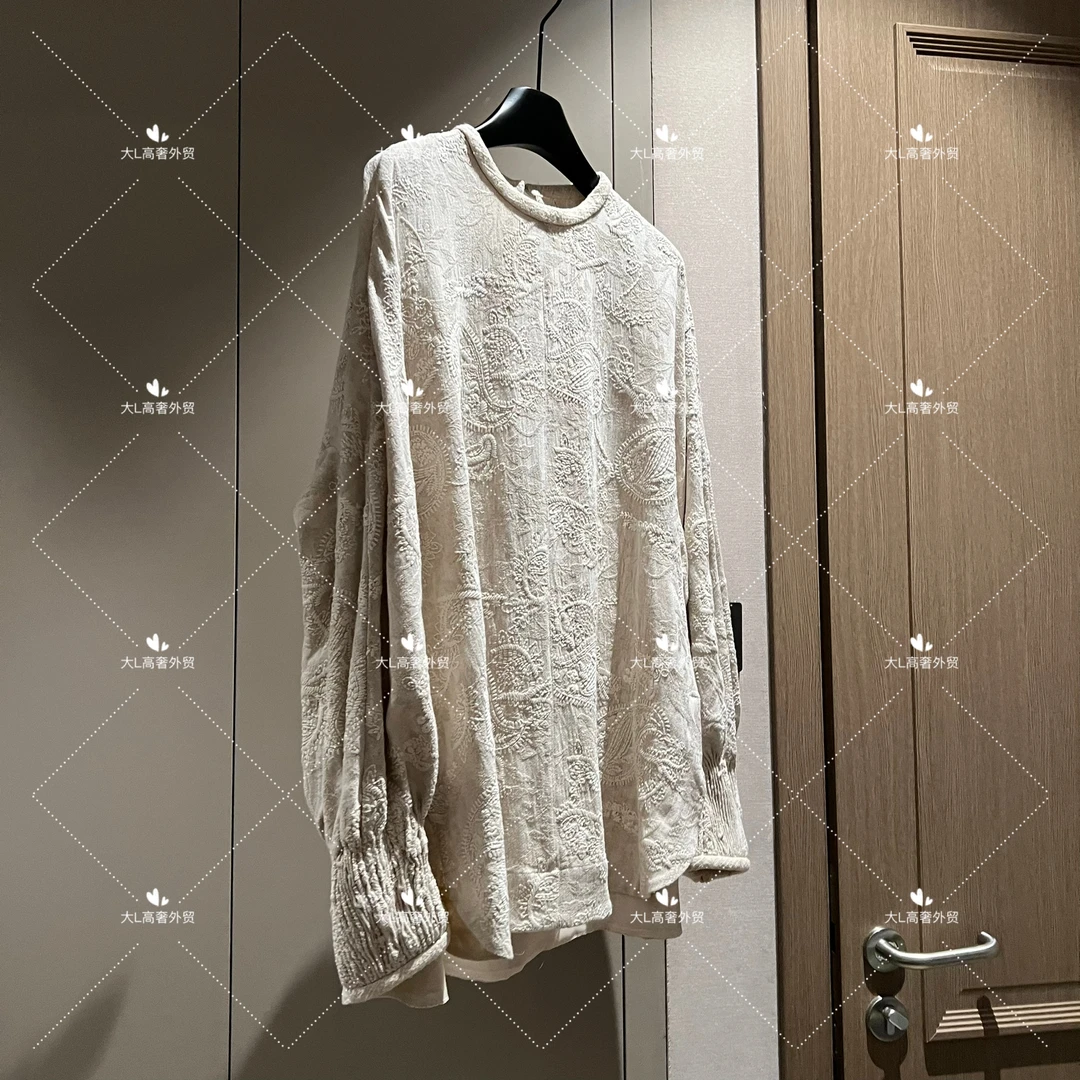 "卿巧织物“ 重磅外贸进口高奢重工设计师风百搭长袖立体提花衬衫
