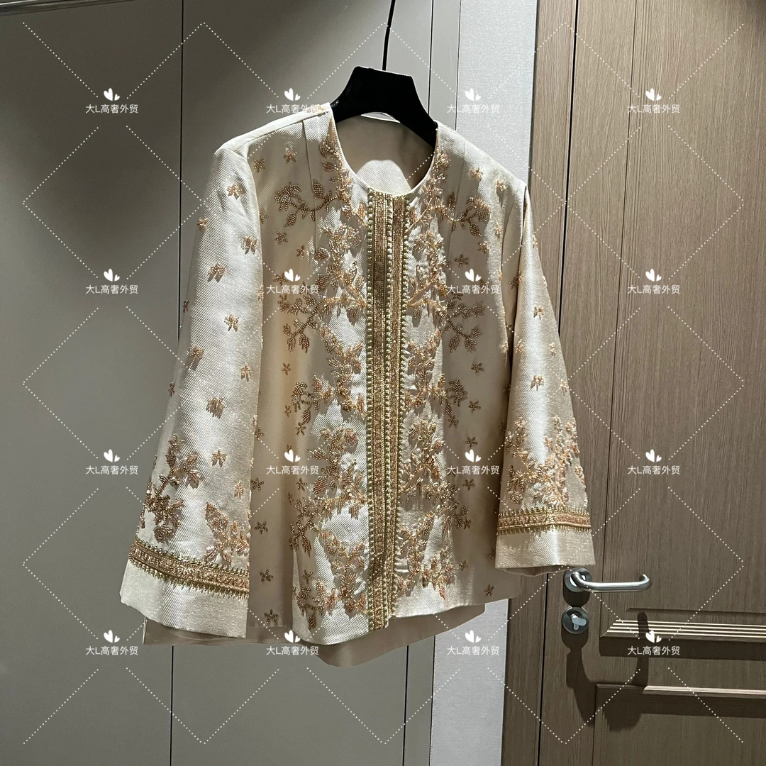 ”金昭玉粹“ 重磅外贸进口高奢重工设计师风百搭长袖钉珠外套