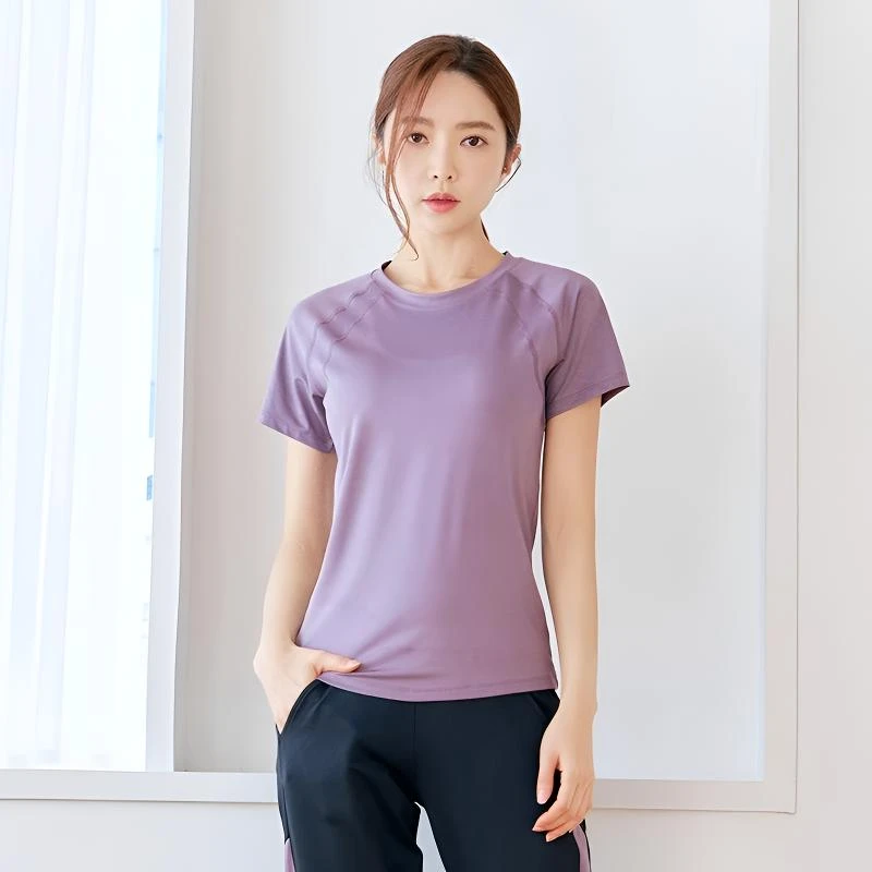 夏季运动上衣微胖女士短袖T恤宽松显瘦跑步速干训练服薄款健身服