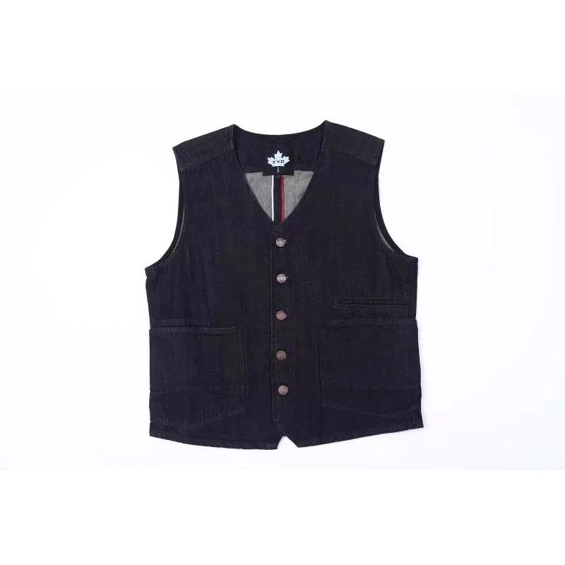 EXD限量赤耳做旧水洗高端工装休闲时尚牛仔马甲夹克外套衬衫伴侣