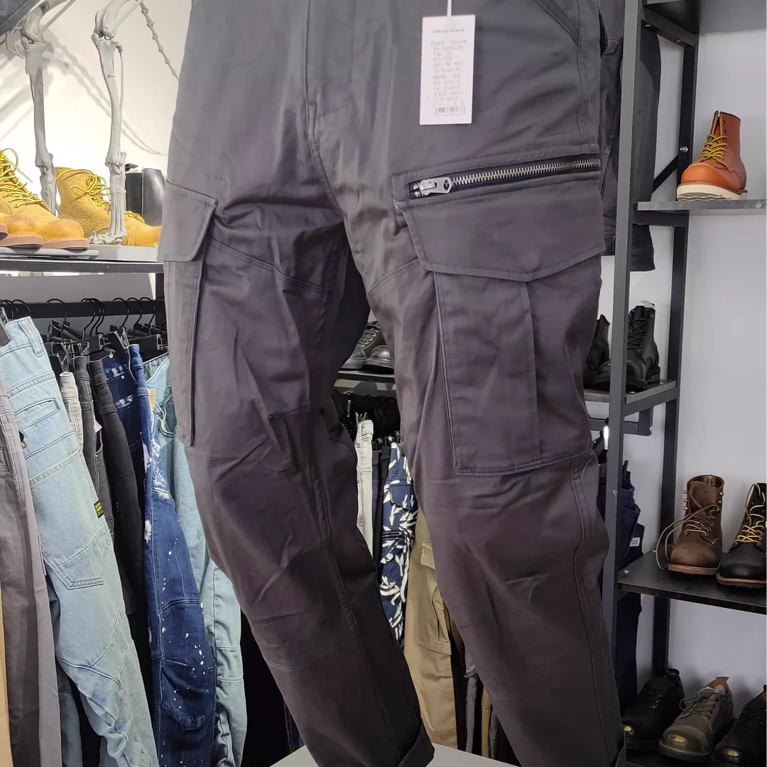 EXREIN秋冬休闲个性百搭多口袋拉链舒适弹力ROVIC立体裁剪工装裤