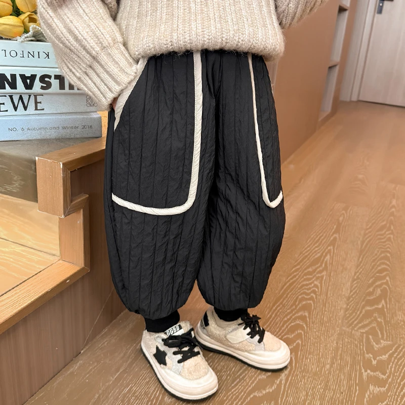 儿童秋冬季加绒裤2024新款男童女宝宝洋气加厚长裤冬季保暖休闲裤