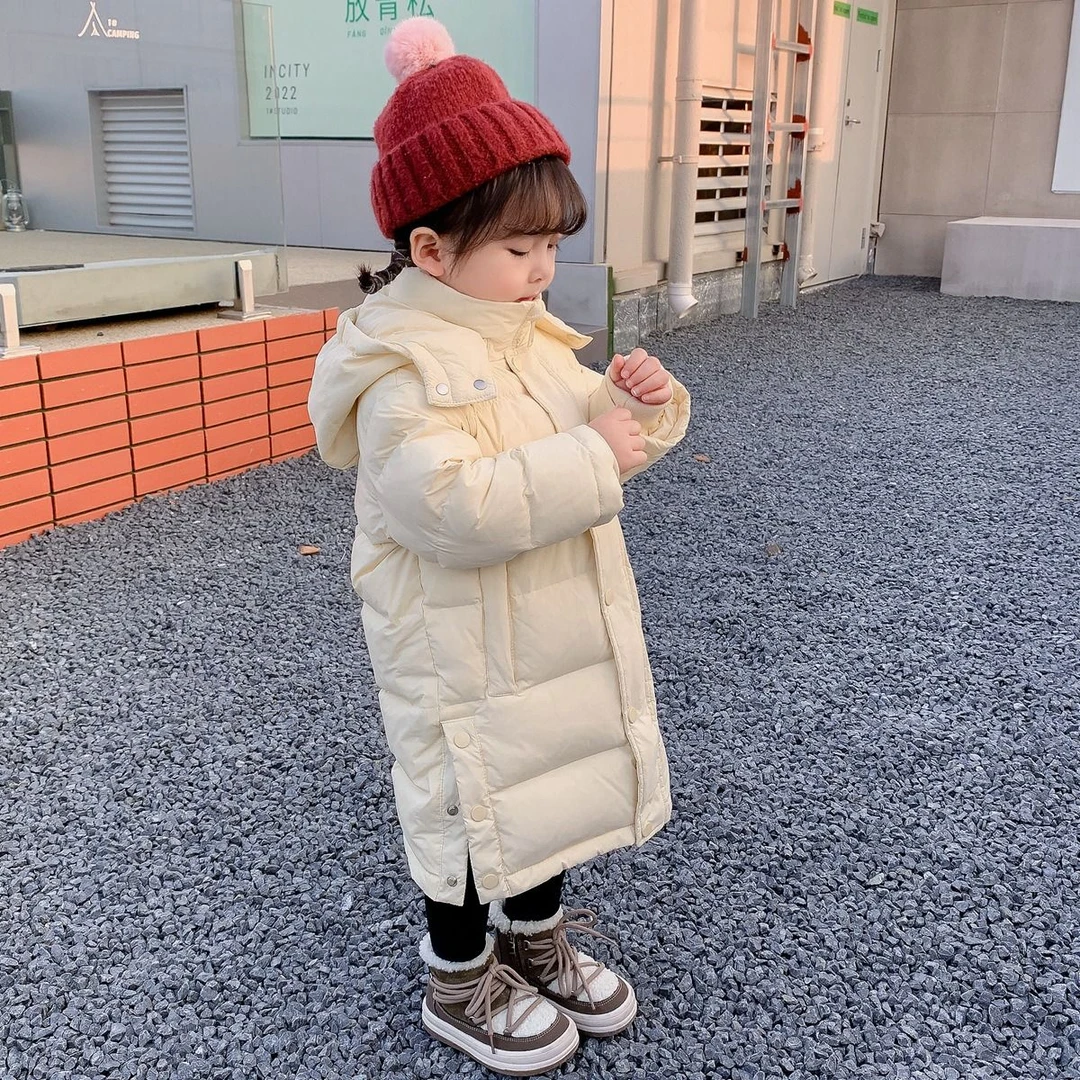 巴拉拉吧女童羽绒服2024新款中小童长款过膝洋气宝宝男孩加厚白鸭