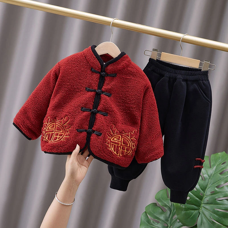 巴拉拉吧拜年服男童唐装冬季过年服国风儿童汉服宝宝冬装加厚新年