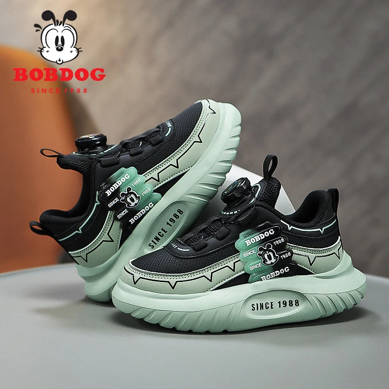 Bobdog/巴布豆2024秋季款男女童运动鞋中大童儿童鞋防水防滑耐磨