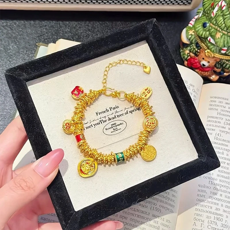 铜合金珐琅手链 新中式韦雪同款烧蓝盘缠古法手链