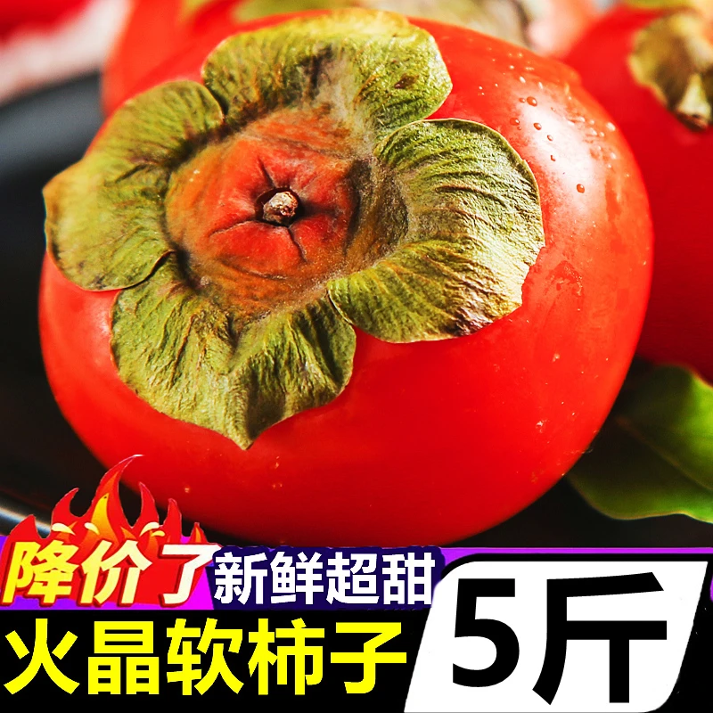 火晶软柿子带箱5斤装约23-28个当季水果新鲜水晶软柿子整箱放软吃