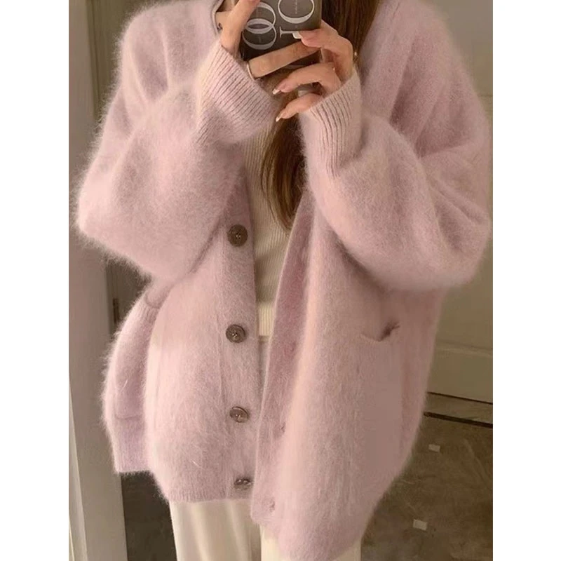 现货 马西西微胖大码【温柔晚风】落肩毛衣开衫外套