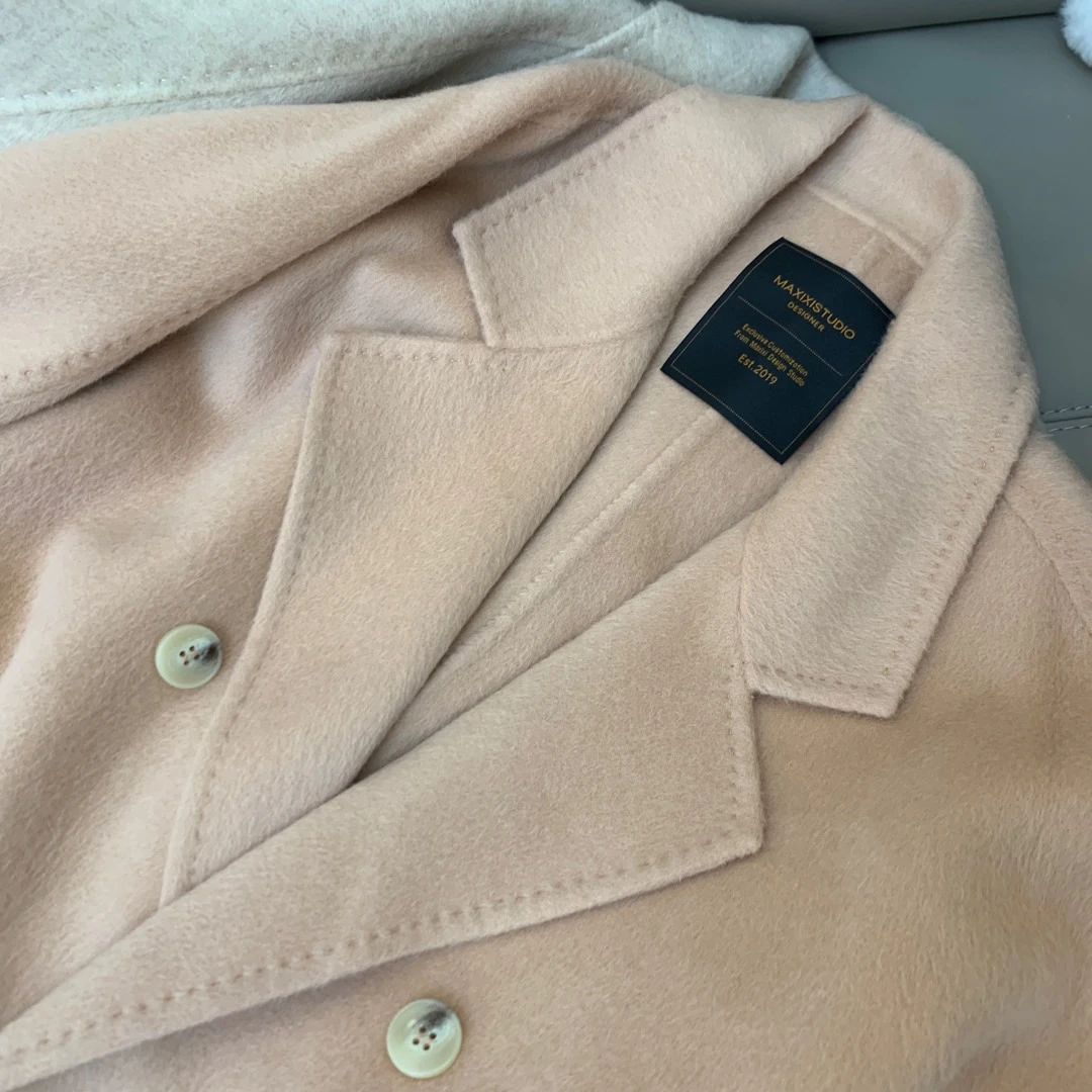 马西西微胖大码【重工拱针】 羊毛双面呢大衣