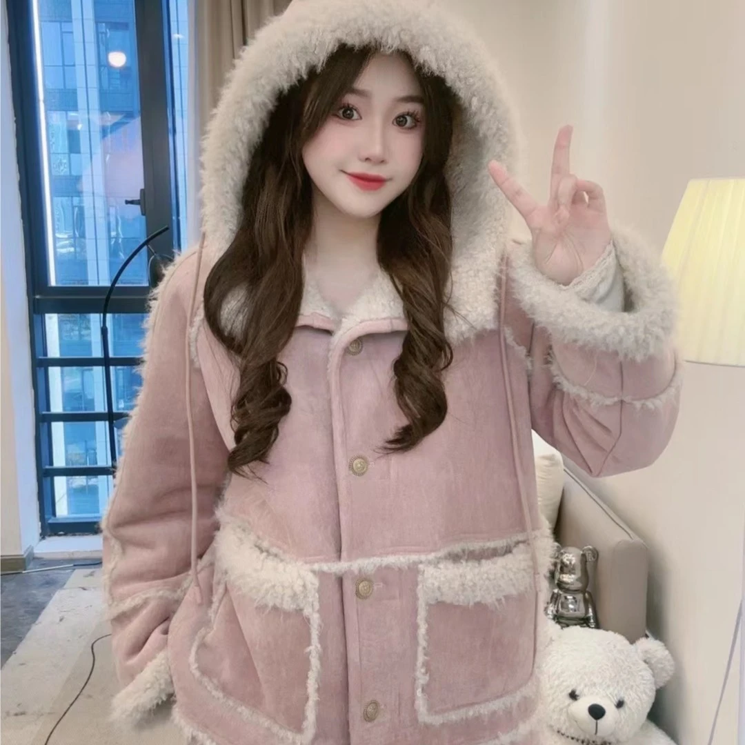 现货 马西西微胖大码【冬日爱丁堡】休闲百搭加厚毛毛外套