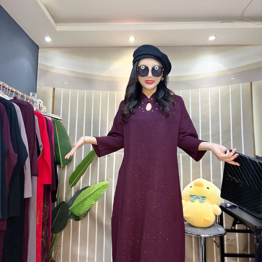 【8805】秋冬新款休闲百搭气质时尚复古风妈妈装连衣裙