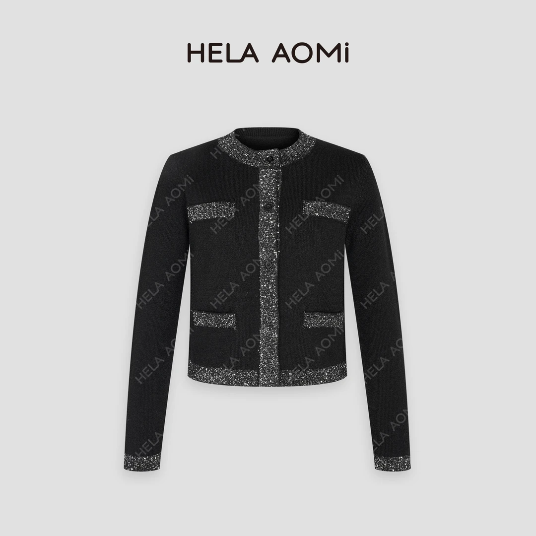 HELA AOMI“珠片轻奢”高级感长袖短外套小香风上衣女CY4CX00081