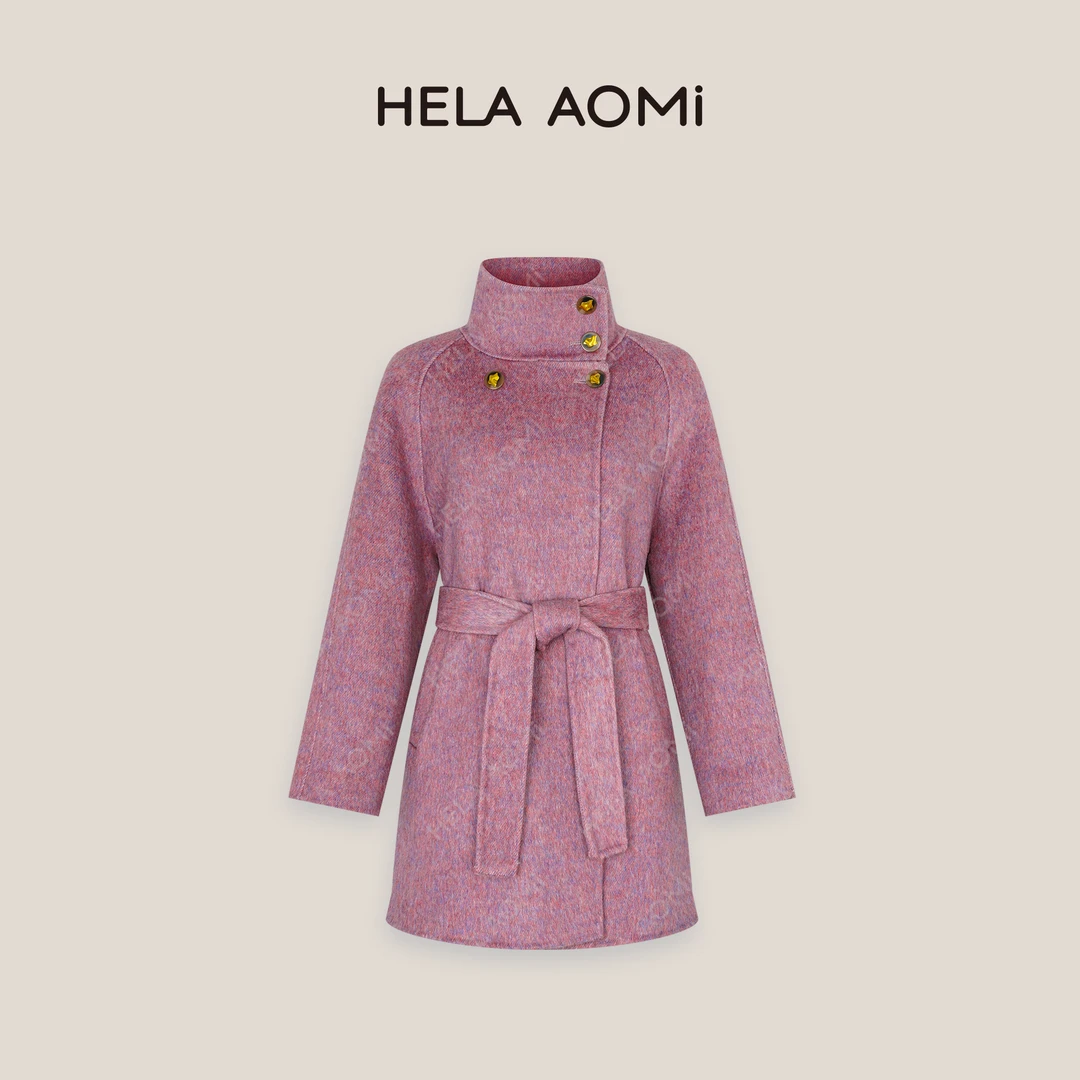 HELA AOMI “落霞”百搭高级感气质系带立领大衣CY4DC08407