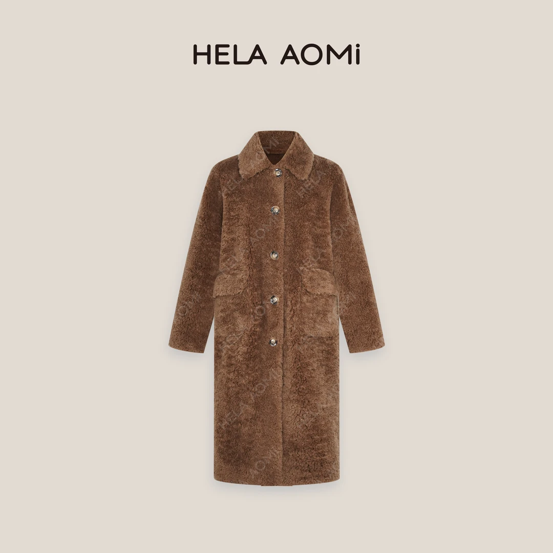 HELA AOMI “泰迪全羊毛”长款羊毛泰迪外套宽松加厚保暖CY4DC00434