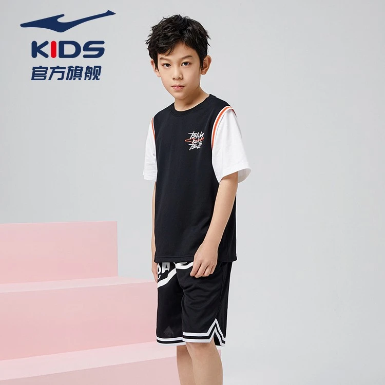 鸿星尔克撞色夏季中大童运动速干透气舒适运动篮球服69222291129