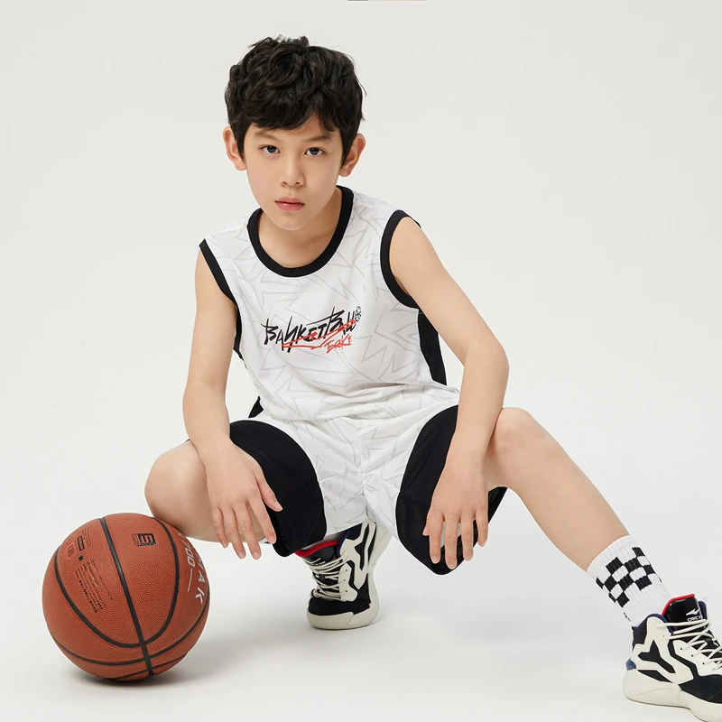 鸿星尔克无袖中大童夏季新款男童篮球运动两件套短袖69222224041