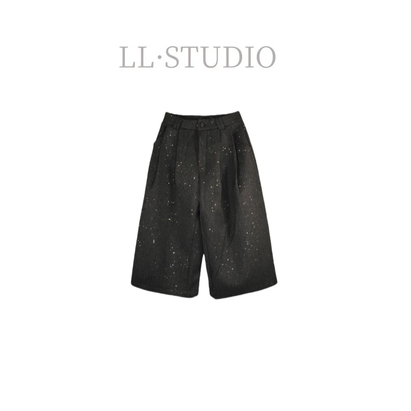 妙兮·LL韩版加绒阔腿八分裤个性撞色加厚保暖休闲裤*20242212