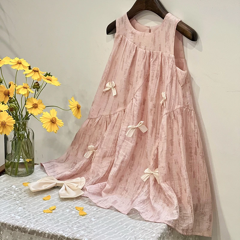 韩国童装女童连衣裙2024新款夏季洋气女孩韩版裙子儿童甜美背心裙