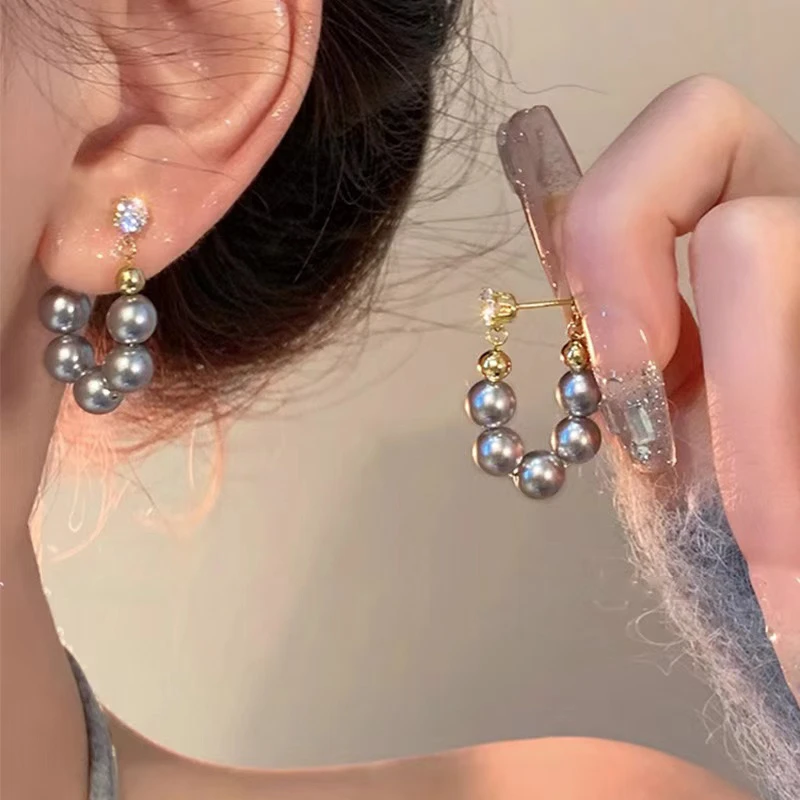 【青仓 最后两天】S9009时尚轻奢定制灰色耳饰