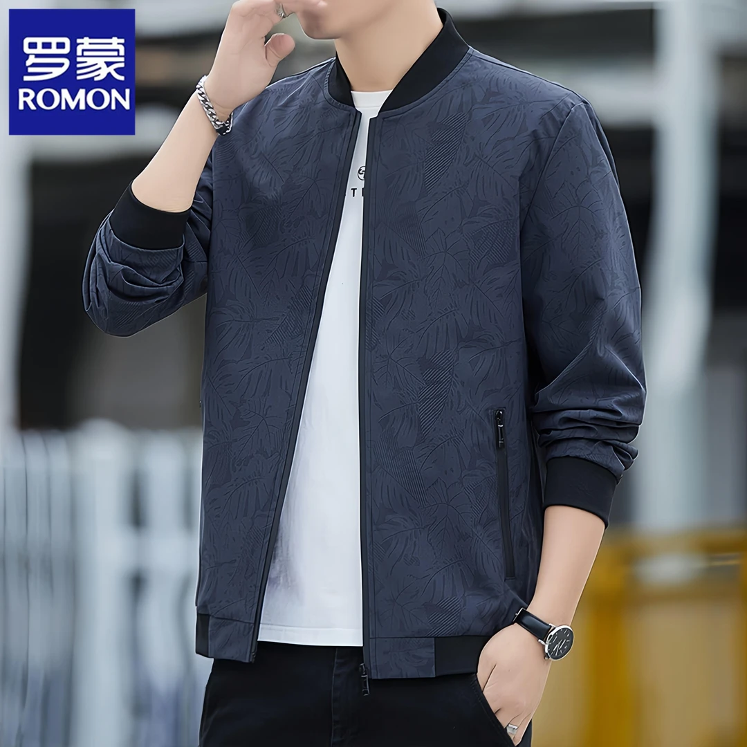 Romon/罗蒙春秋季新款男士外套韩版商务上衣百搭休闲立领夹克男装