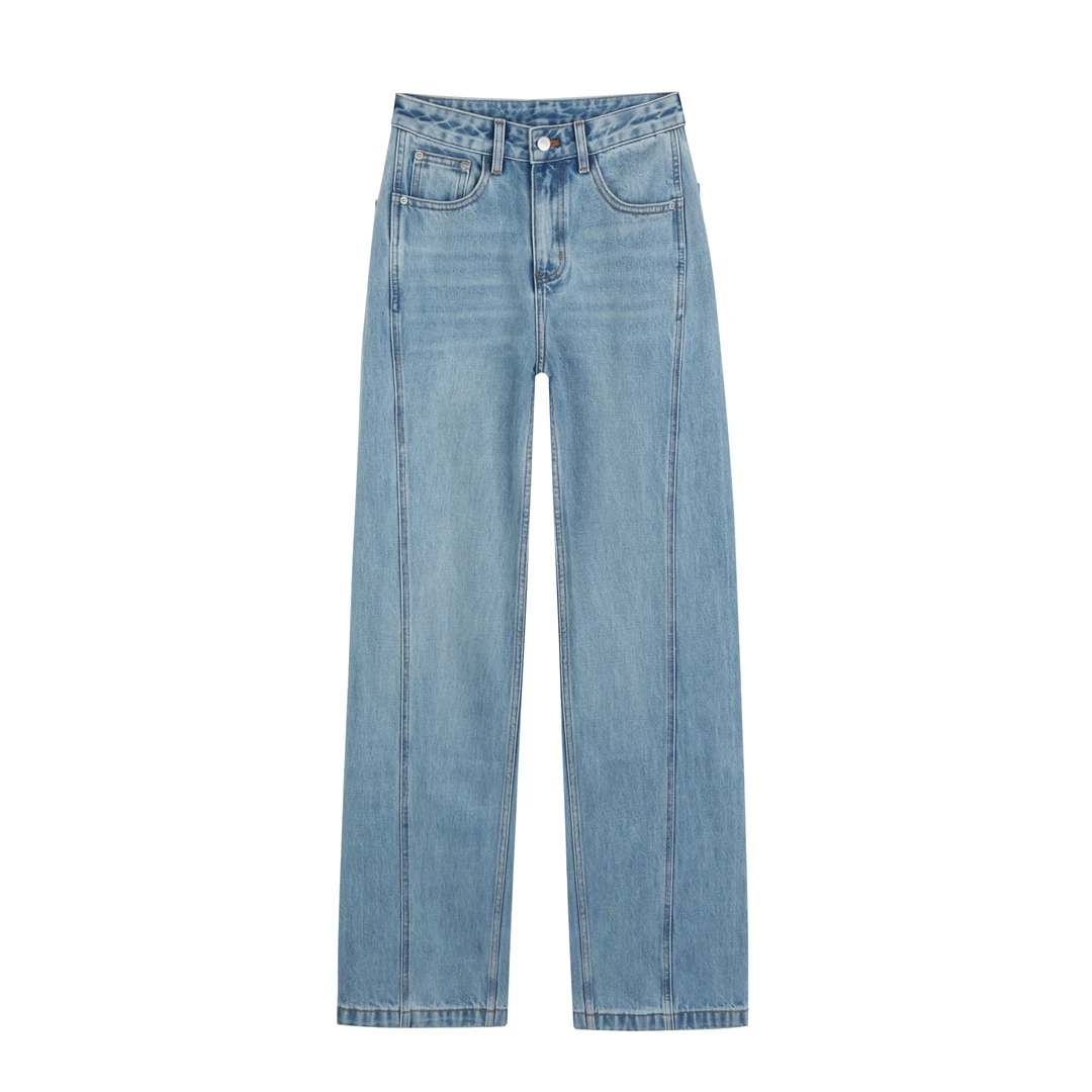 【Together】 · 寒月 · 秋季无弹设计感阔腿哈伦牛仔裤Q5107