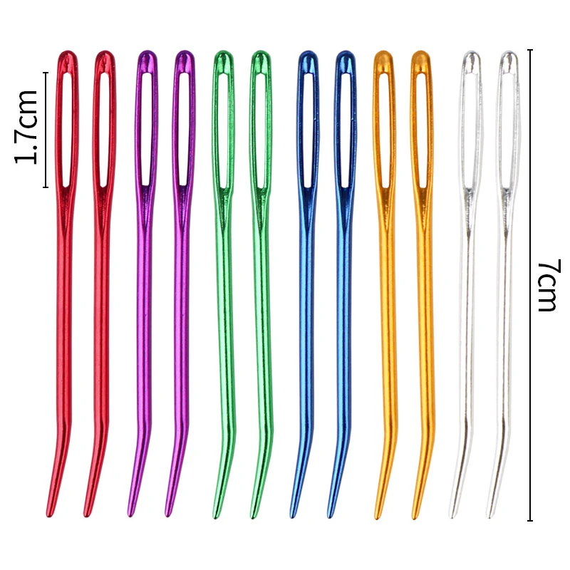 手工铝合金大眼针弯针 毛衣弯头缝合针 大眼毛线弯针铝毛衣针