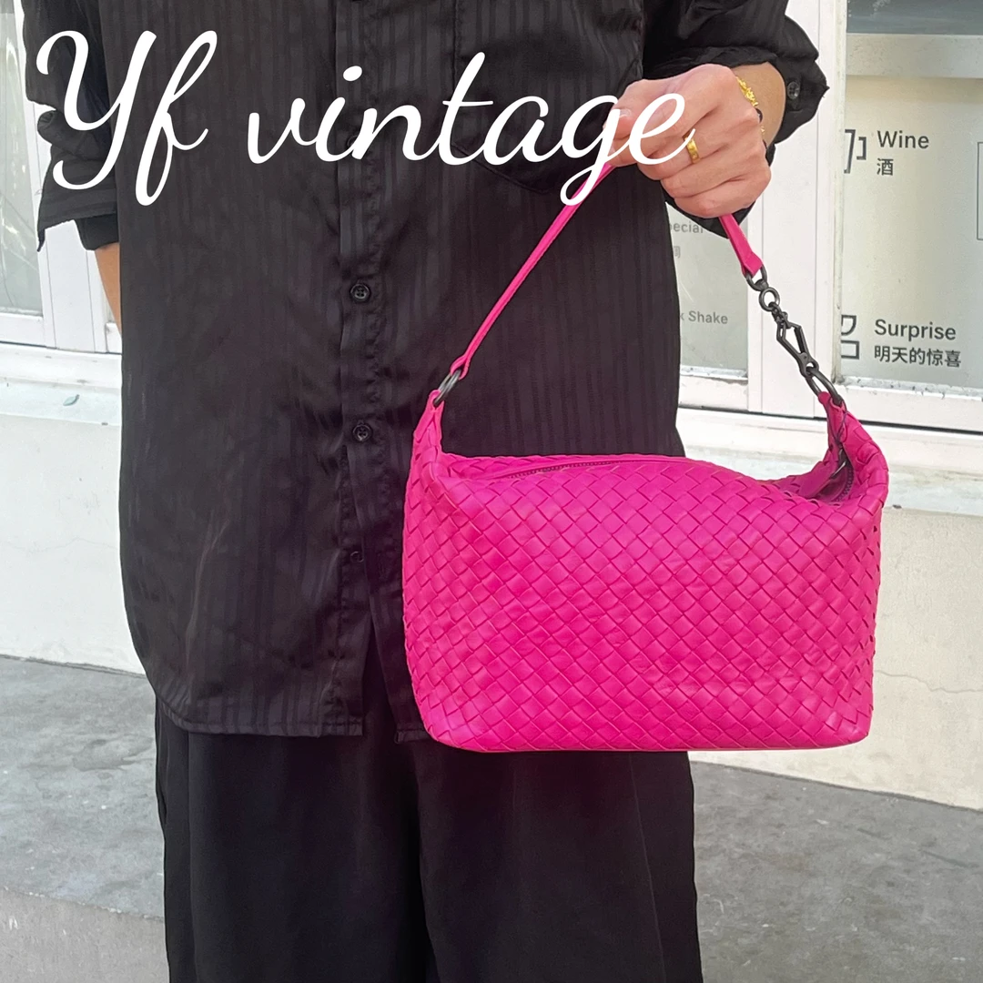 95新 BOTTEGA VENETA/葆蝶家 葆蝶家 yf 粉色小羊皮编织饭盒