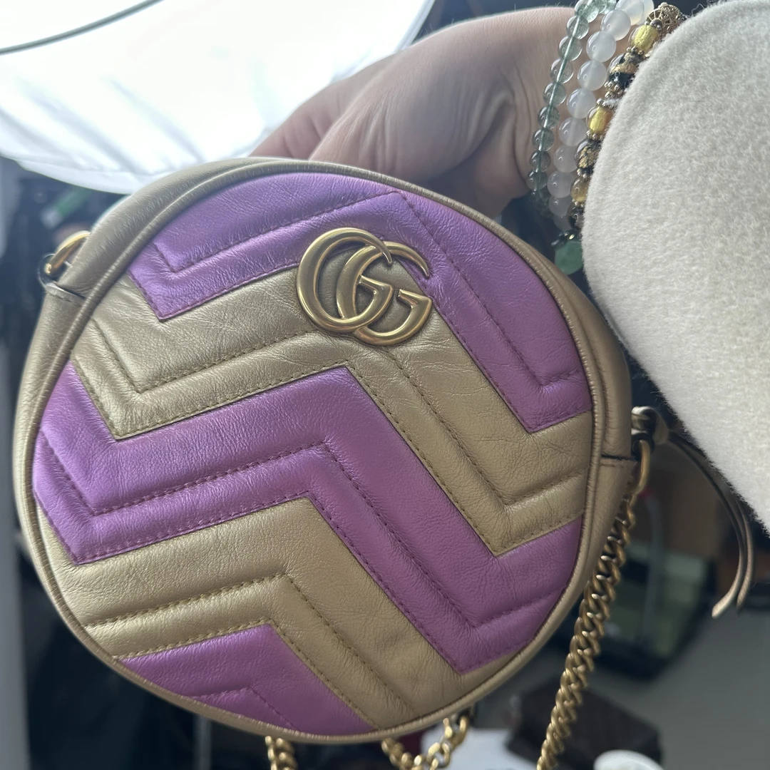 95新 GUCCI/古驰 古驰圆饼链条包ym