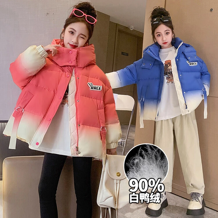 女童加厚羽绒服冬季保暖白鸭绒2023秋冬新款大儿童洋气滑雪服外套