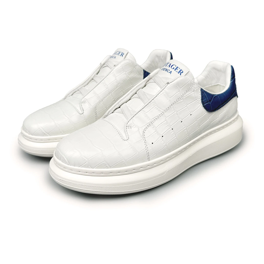 BIEUBRAYR/【秋季新款】牛仔蓝鳄鱼纹轻奢男鞋时尚百搭柔软