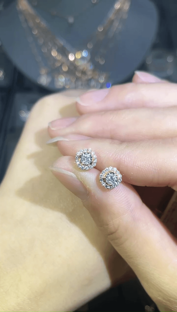 【闪购商品】钻石耳饰18K金镶嵌k玫 多人 方糖
