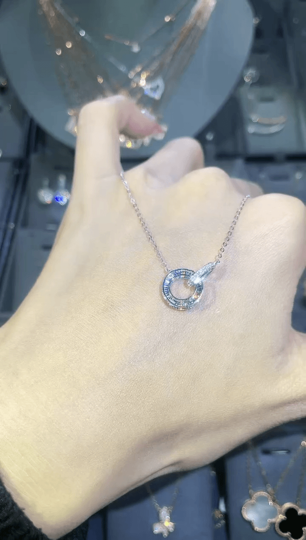 【闪购商品】钻石套链18K金镶嵌18K金白 多人 圆环